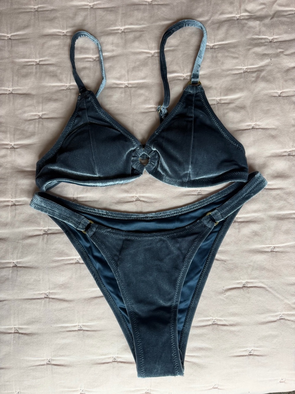 CUPSHE Blue Velvet Two-Piece Bikini Set